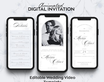 Plantilla de invitación de boda en vídeo, invitación de boda animada, HAER003