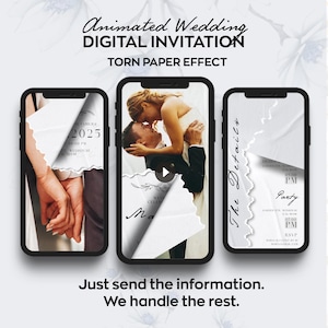 Invito video per matrimonio o storia d'amore con carta strappata, invito animato per matrimonio, video personalizzato per matrimonio o storia d'amore, invito digitale per matrimonio