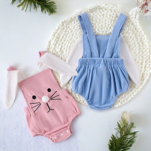 Easter Baby Romper, Easter Outfit for baby, Easter Bunny, Easter Baby Girl, Cute Easter Bunny Baby, Rabbit Ear Backless Sleeveless Romper