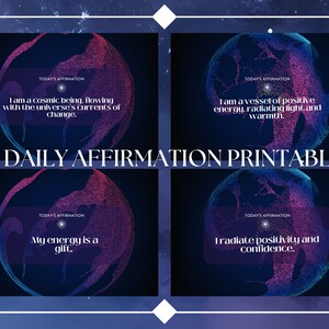 Cartões de afirmação diária cósmica, conjunto de 40, imprimíveis digitais, com tema espiritual