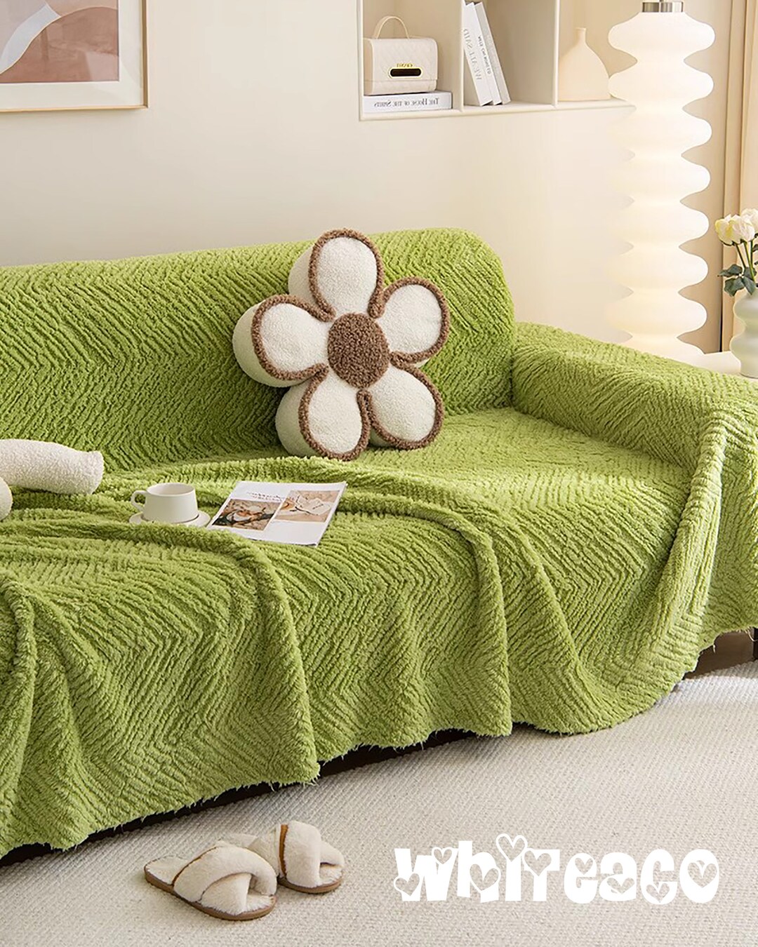 Fluffy Couch Cover Minimalist One Piece Sofa Cover Winter Warm Etsy