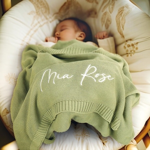 Embroidered Name Blanket,Personalized Baby Blanket,Custom Name Blanket,Knitted Baby Name Blanket, Stroller Blanket,baby shower Gift