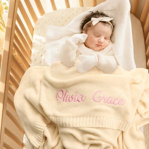Embroidered Name Blanket,Personalized Baby Blanket,Custom Name Blanket,Knitted Baby Name Blanket, Stroller Blanket,baby shower Gift