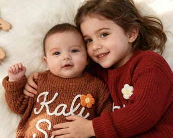 Baby Sweater With Name/ Custom Baby Knitted Embroidered  Sweater / Personalized Baby Jumper / Gift For Baby Girls Boys/ Newborn Gift