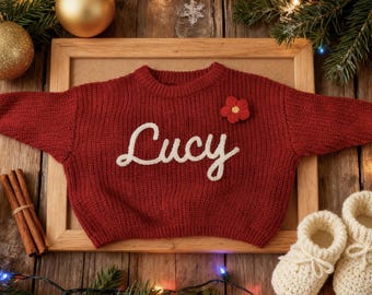 Baby Sweater With Name/ Custom Baby Knitted Embroidered  Sweater / Personalized Baby Jumper / Gift For Baby Girls Boys/ Newborn Gift