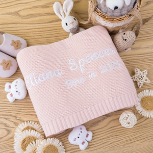 Embroidered Name Blanket,Personalized Baby Blanket,Custom Name Blanket,Knitted Baby Name Blanket, Stroller Blanket,baby shower Gift
