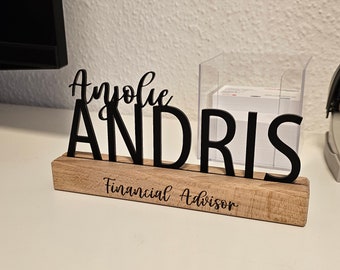 Personalisiertes Namensschild aus Holz und Acryl - Büroschild, Schreibtisch-Namensschild, Geschenk,