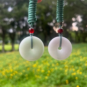 Jade Necklace Pendant, Natural Jade Donut Pendant, Authentic Grade A Burmese Jadeite, Good Luck Necklace