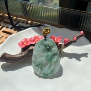 Handcraft Jade Pendant Necklace, Natural Jade  Necklace, Authentic Grade A Burmese, Amulet for Safety Pendant, Good Luck Necklace