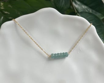 Natürliche Jadeit Halskette, Glückskette, Klasse A Burma Jadeit, meisterhaft gefertigtes Symbol für Kunstfertigkeit, Weisheit und Stärke
