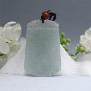 Jade Necklace Pendant, Natural Jadeite Peace Charm Pendant, Authentic Grade A Burmese Jadeite, Amulet for Safety Pendant