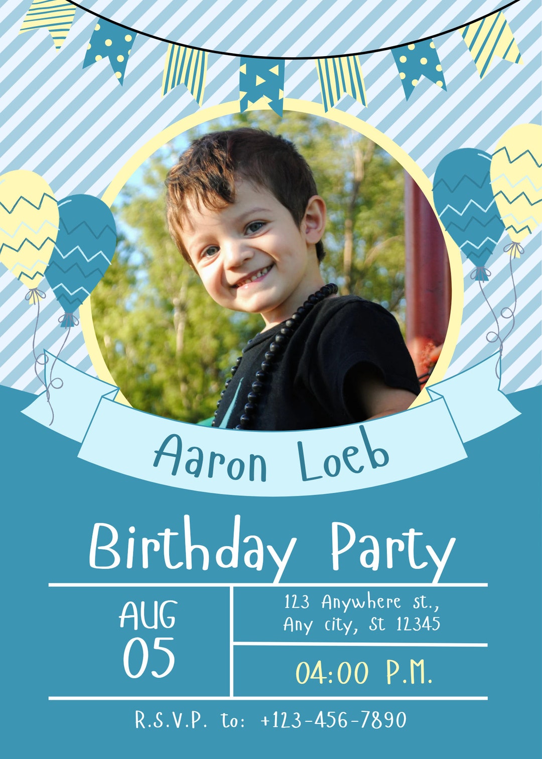Birthday Invitation Digital Card Instant Download Birthday Etsy