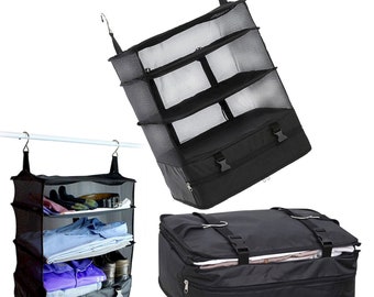 Foldable Hanging Shelves Travel Bag Organizer Suitcase Luggage Mesh Storage Bag