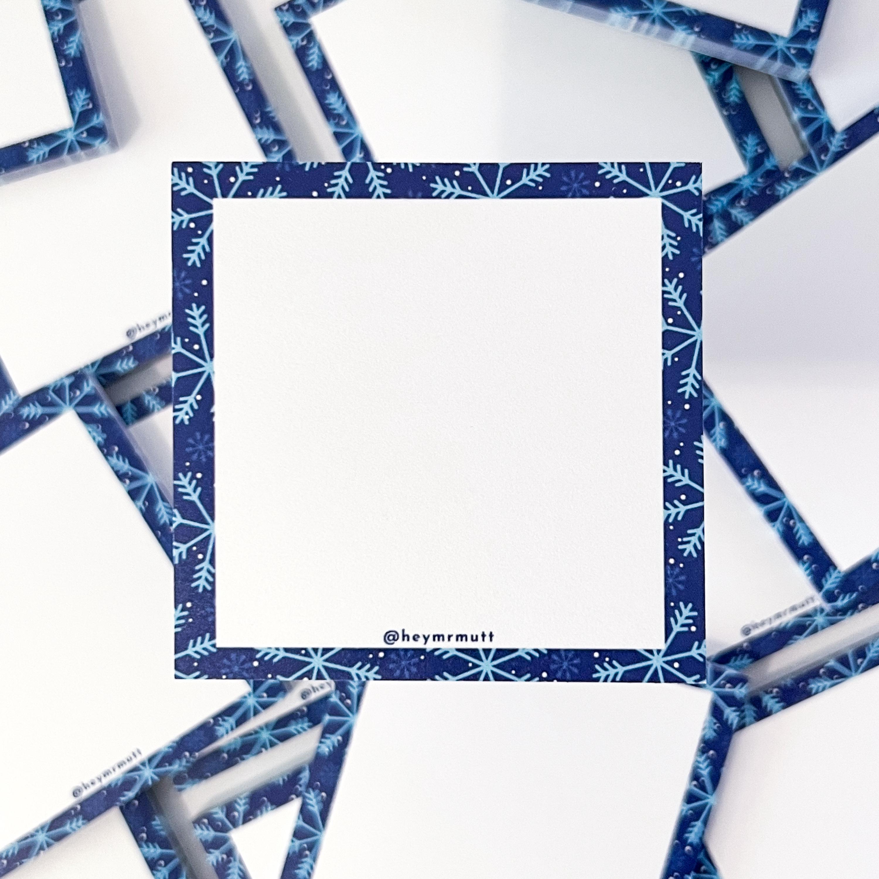 Winter snowflake sticky note pads - dark blue snowflakes -  winter stationery - snow stationery - cute stationery - stationery for adults