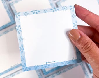 Winter snowflake sticky note pads - light blue snowflakes -  winter stationery - snow stationery - cute stationery - stationery for adults
