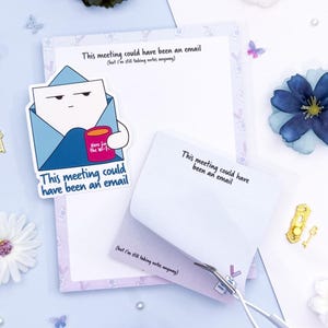 Funny Office Stationery Bundle: notepad, sticky notes, sticker