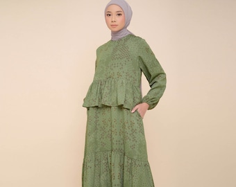 Wear Elegance: ZM Zaskia Mecca Uacha Army Marigold Equator Romance Gamis, Muslimah fashion, Muslim Women, Women Dress, Gamis, Islamic Dress