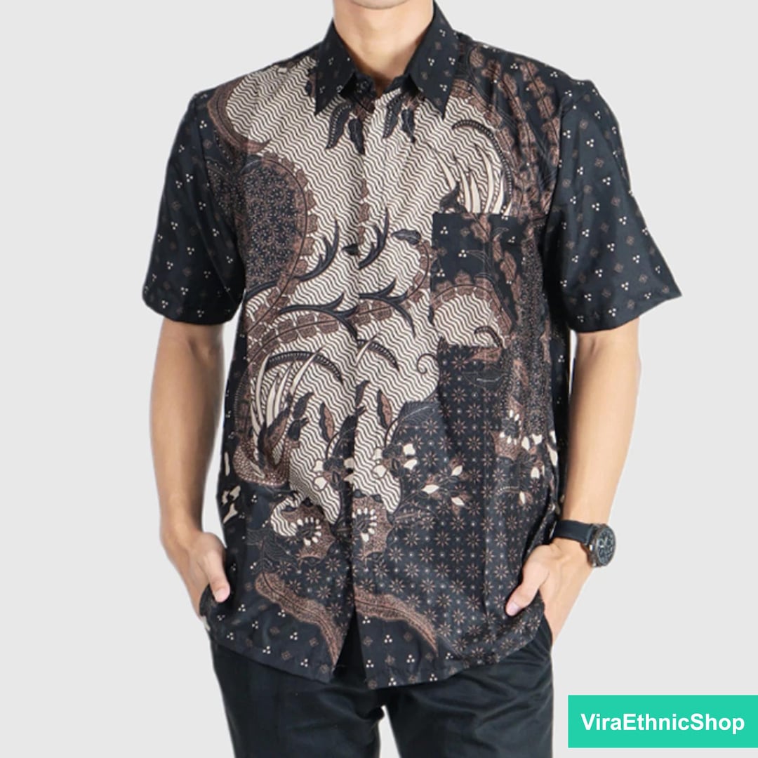 Men's Batik Shirt – Nightfall Leaf | Short Sleeves