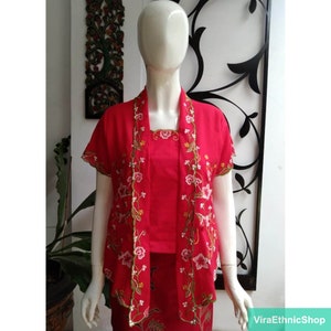 New Kutu Kebaya Embroidered Colors with Short Sleeves: An Elegant Traditional Touch, Kebaya Dress, Kebaya Modern, Kebaya Encim