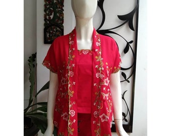 New Kutu Kebaya Embroidered Colors with Short Sleeves: An Elegant Traditional Touch, Kebaya Dress, Kebaya Modern, Kebaya Encim