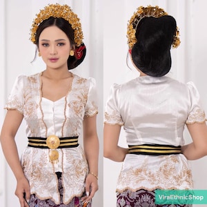 Graceful & Stylish Short Sleeve Embroidered Silk Kebaya for All Occasions, Kebaya Dress, Kebaya Modern, Kebaya Encim, Kebaya Set