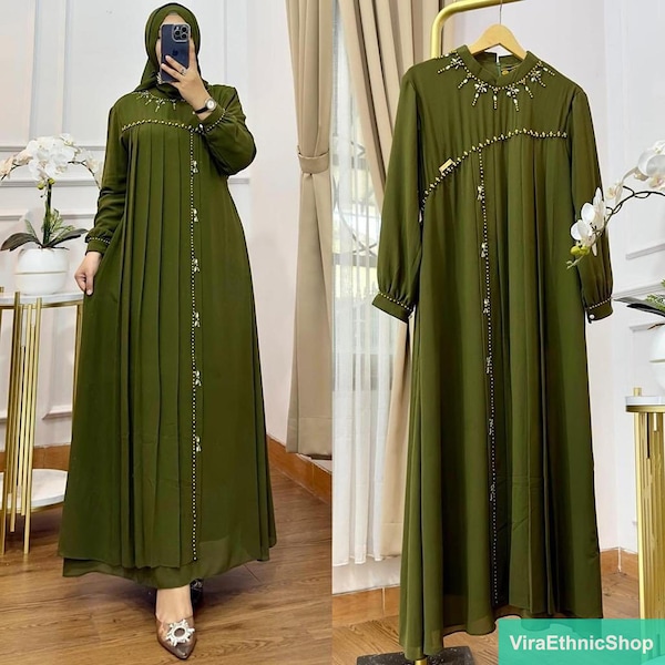 Hanifah Gamis Dress: Muslimah Elegance with a Luxurious and Casual Touch, Muslimah fashion, Muslim Women, Women Dress, Islamic Dress