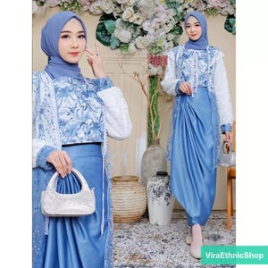 Bestickte Kachel gebrochen Kebaya Set + Seiden Graduation Kebaya Rock, Kebaya Kleid, Kebaya Modern, Kebaya Encim, Kebaya Set