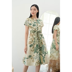 Chic Short Sleeve Batik Maternity Dress, Green Elegance, Batik Dress, Batik, Boho Dress, Ethnic Dress,Women Dress,Women Formal