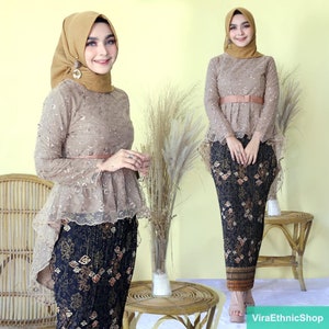 Aurora Qiana Tulle Kebaya Suit for Engagement and Graduation, Kebaya Dress, Kebaya Modern, Kebaya Encim, Kebaya Set