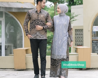BATIK couple Gamis Nafisa MAXY robe chemise batik, robe batik, batik, robe ethnique, femme formelle, vêtements couple, chemise batik homme