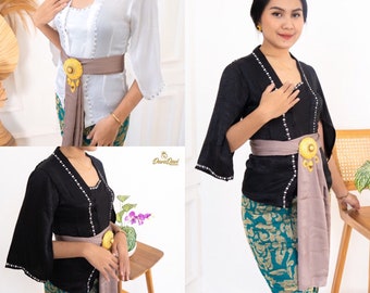Połączenie elegancji i luksusu w jedwabnej cekinowej kebaya z rękawami, Kebaya Dress, Kebaya,Kebaya Modern, Kebaya Encim