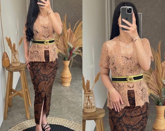 Elegant Balinese Kebaya: Modern Kebaya Set for a Classy Appearance, Kebaya Dress, Encim Kebaya