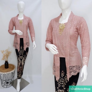 Look Classy: Modern Kutu Kebaya Set with Long Sleeves, Kebaya Dress, Kebaya Modern, Kebaya Encim, Kebaya Set