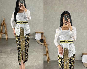 Balijski zestaw Kebaya: eleganckie połączenie tradycyjnej Kebaya z nowoczesnym akcentem, sukienka Kebaya, Kebaya Modern, Kebaya Encim, zestaw Kebaya