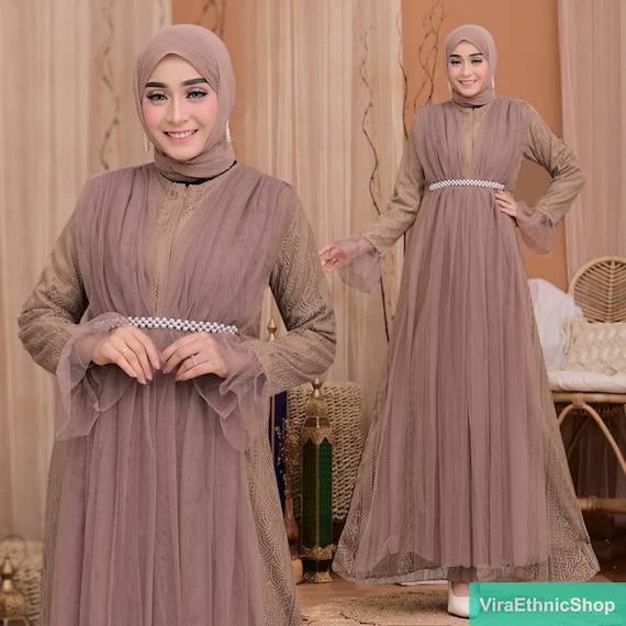 Gaun Brokat Tulle Mix Payet: A Timeless Choice for Celebrations, Muslimah fashion, Muslim Women, Women Dress, Islamic Dress