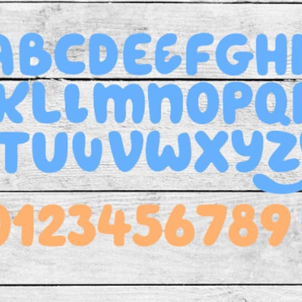 Von Bluey inspirierte Alphabet- und Schriftartdateien