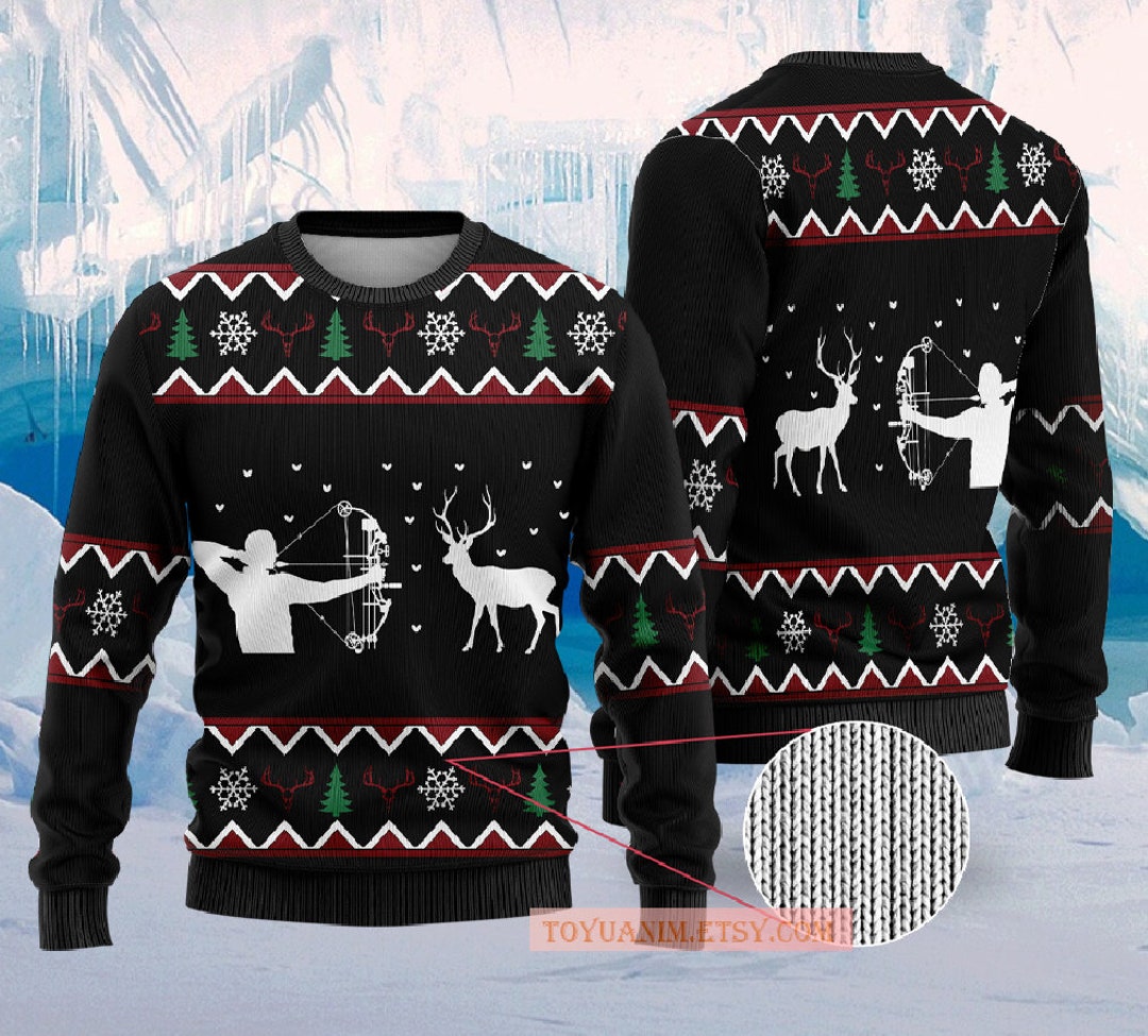 Deer Hunting 3D Ugly Christmas Sweater Deer Hunter Ugly Etsy
