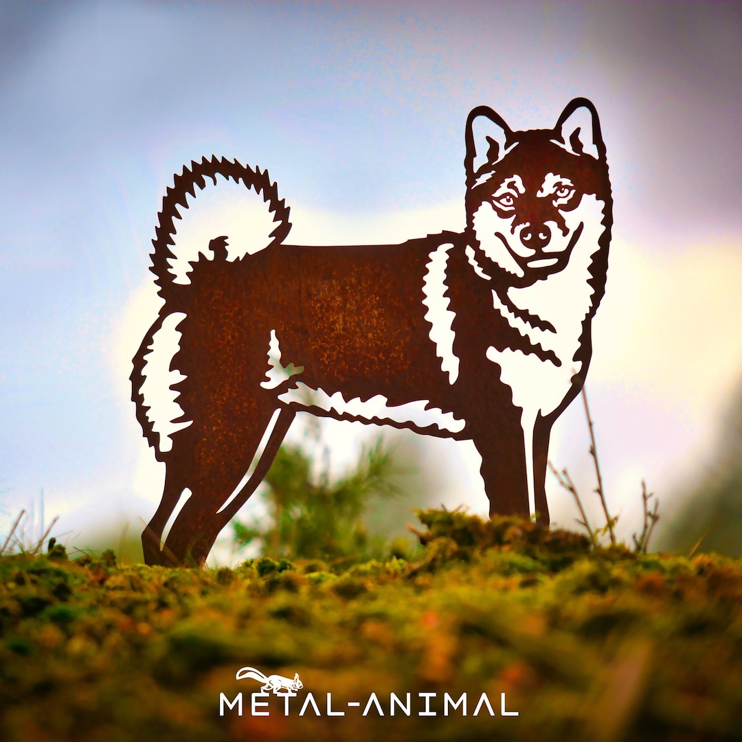Shiba Inu Garden Statue Corten Steel Actual Size Etsy