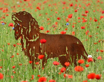 working Cocker - statue de jardin - acier corten - pleine grandeur