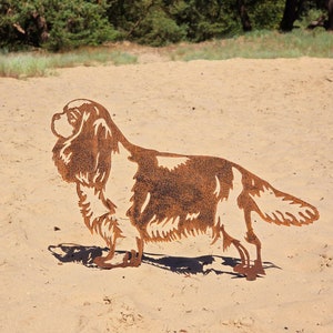 Cavalier king charles spaniel - garden statue - corten steel - full size