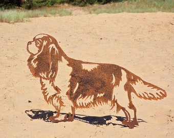 Cavalier king charles spaniel - garden statue - corten steel - full size