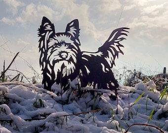 Yorkshire terrier - statue de jardin en acier corten - taille réelle