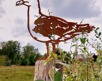 Effraie des clochers - statue de jardin - acier corten - taille réelle