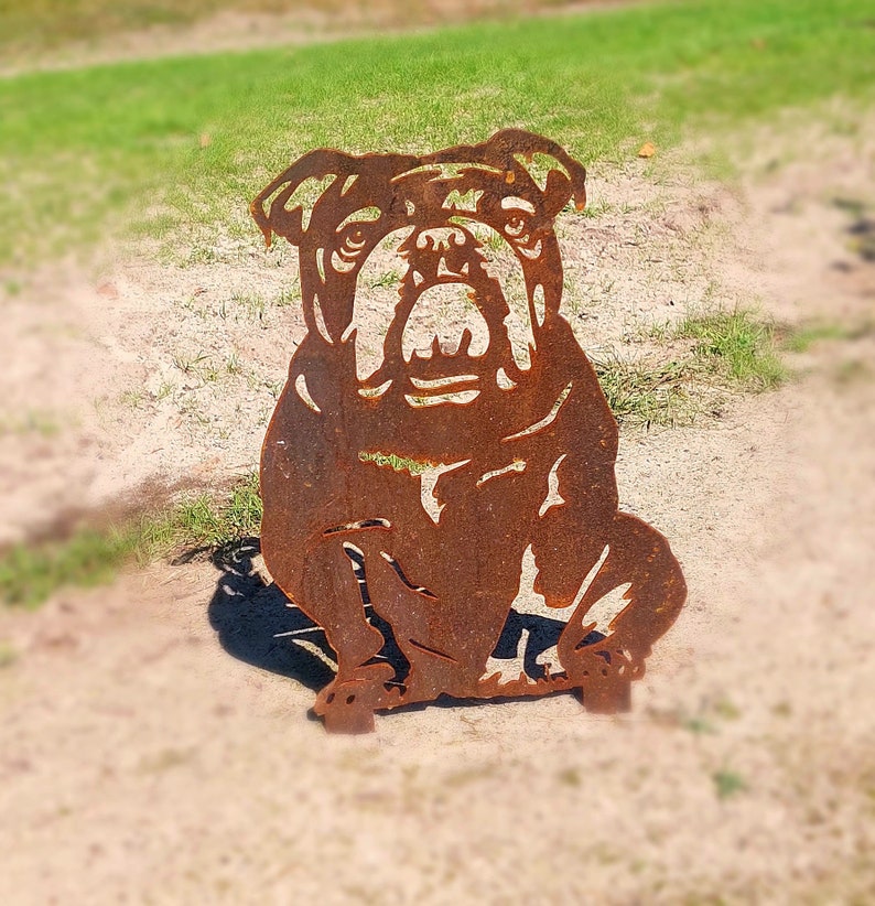 Bouledogue anglais statue de jardin en acier corten taille réelle image 2