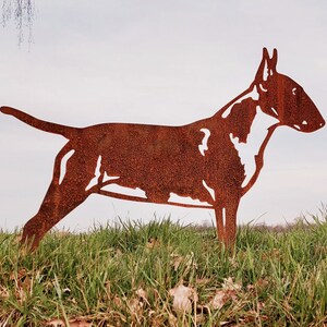 Bull terrier garden statue corten steel full size image 4