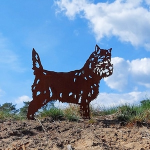 Cairn terrier - tuinbeeld - cortenstaal - ware grootte