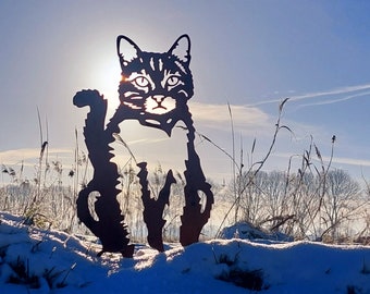 Chat - statue de jardin - acier corten - taille réelle