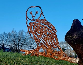 Schleiereule – Gartenstatue – Cortenstahl – Originalgröße