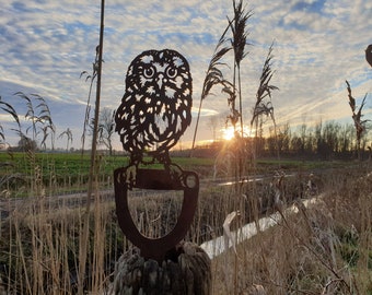 pequeño búho - estatua de jardín - acero corten