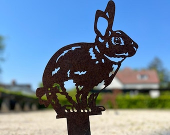 lapin - statue de jardin - acier corten